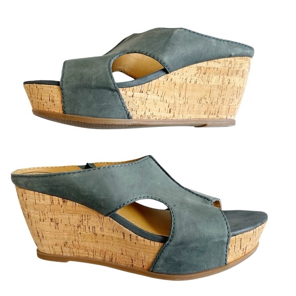Franco Sarto Artist’s Collection Fiora Cork Wedge Sandals Open Toe Blue Size 8.5 - Picture 5 of 9
